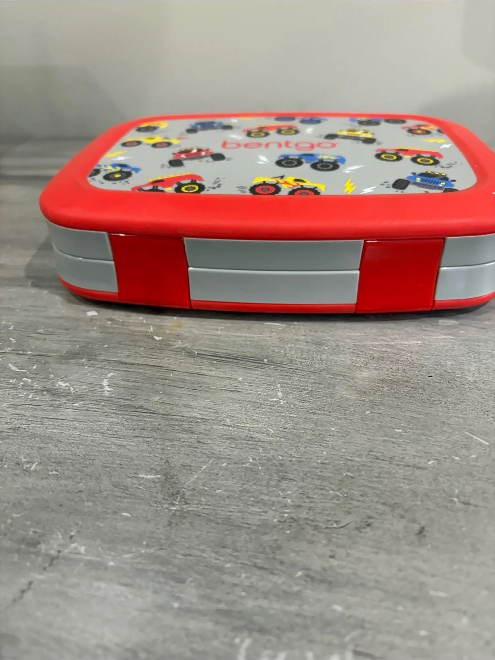 Bentgo Kids Prints 5-Compartment Bento Lunch Box - Monster Trucks Red